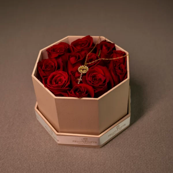 Box de luxo clássica com rosas vermelhas